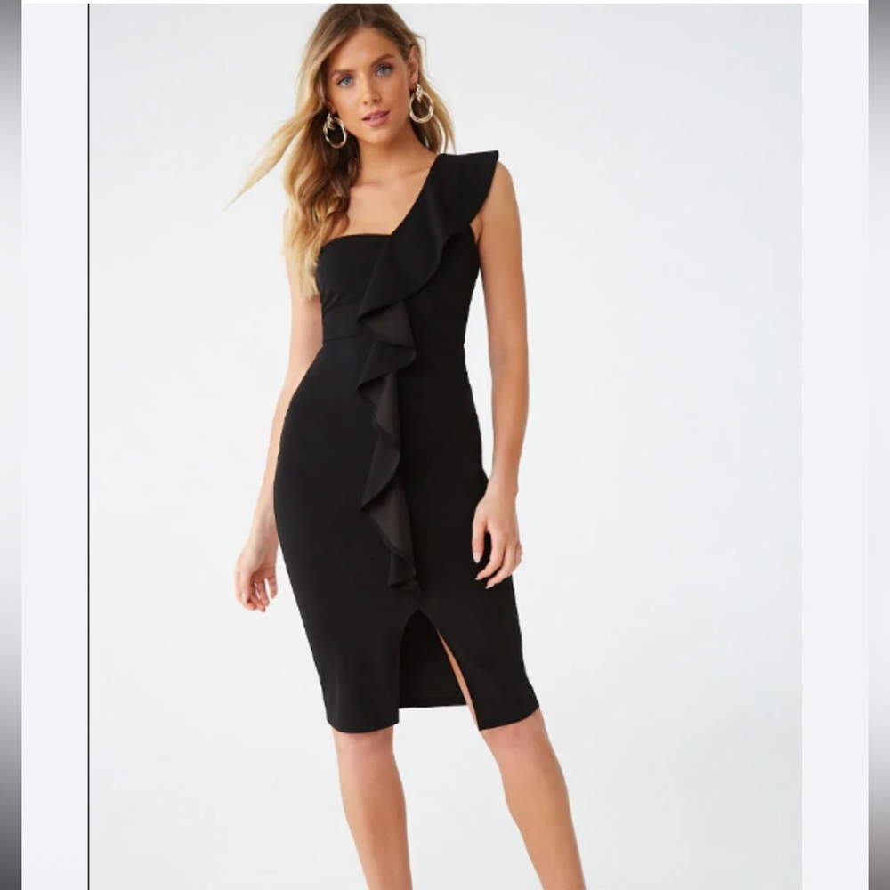 Hidden Label Ruffle Midi Dress